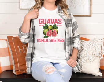 Retro Guava Fruit Graphic T-Shirt, Vintage Commercial Tee