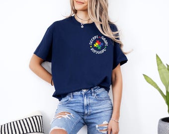 Autism Awareness Shirt, Accept Adapt Advocate Tee