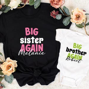 Big Brother Again Big Sister Finally Shirt, Big Sister Again, Big Sibling Outfits, Big Brother Finally Tee, New To The Crew Shirts