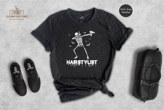 Dabbing Skeleton Tshirt; Hairstylist Barber Halloween Shirt Dabbing Skeleton Tshirt; Hairstylist Barber Halloween Shirt