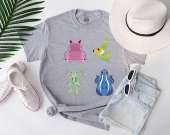 Colourful Frog Shirt, Frog Shirt, Womens Shirt, Cute Frog Shirt, Aesthetic Frog Shirt, Funny Frog Shirt