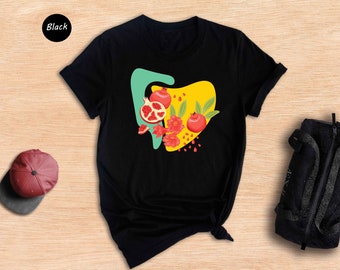 Comfort Colors™ Pomegranate Shirt, Aesthetic Fruit Art Tee, Boho Floral Graphic T-Shirt Gift