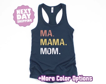 Ma Mama Mom Tank Top, Retro Distressed Mom Racerback Tank, Trendy Mother's Day Gift Shirt, Cute Summer Mama Tank for New Mom