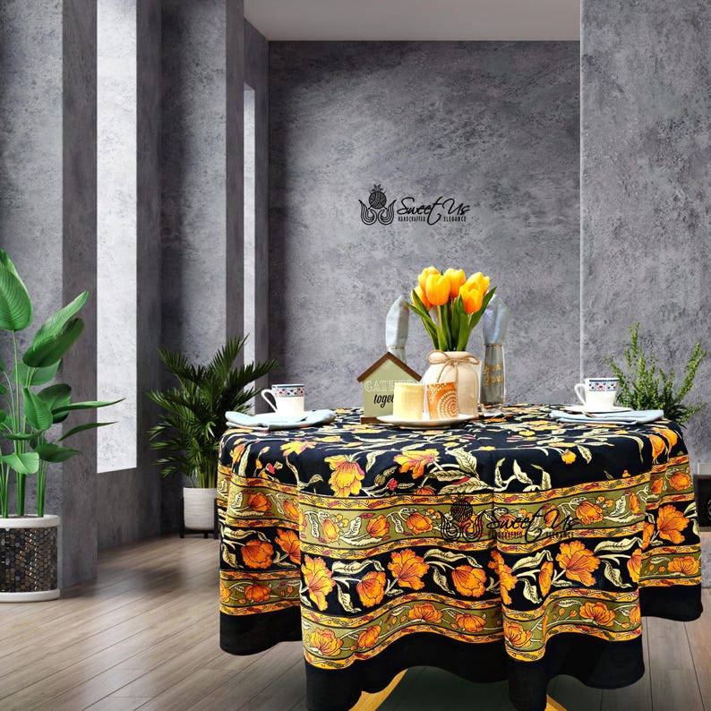 French Countryside Cotton Floral Tablecloth - Thumbnail 5