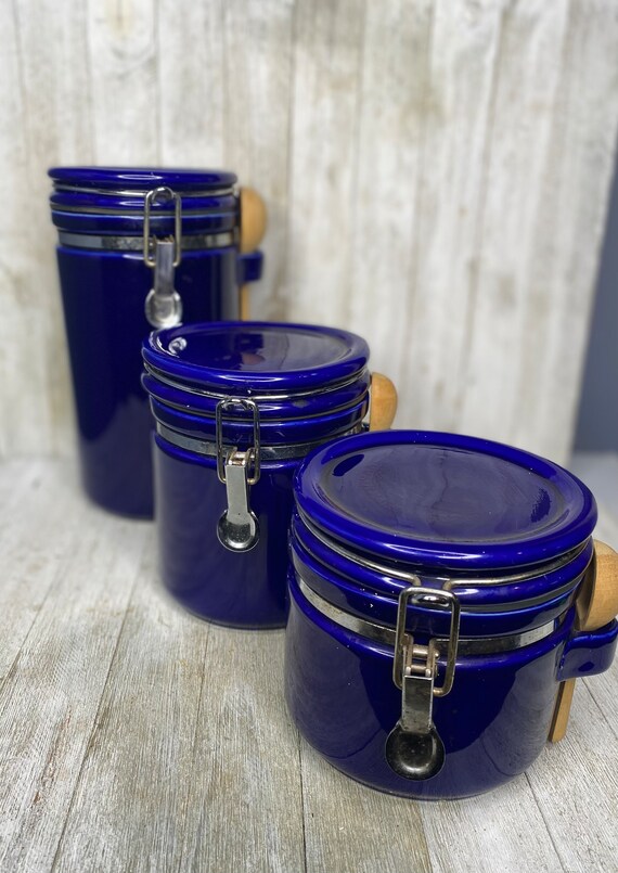 Beautiful Cobalt Blue Canister Set of Four Etsy