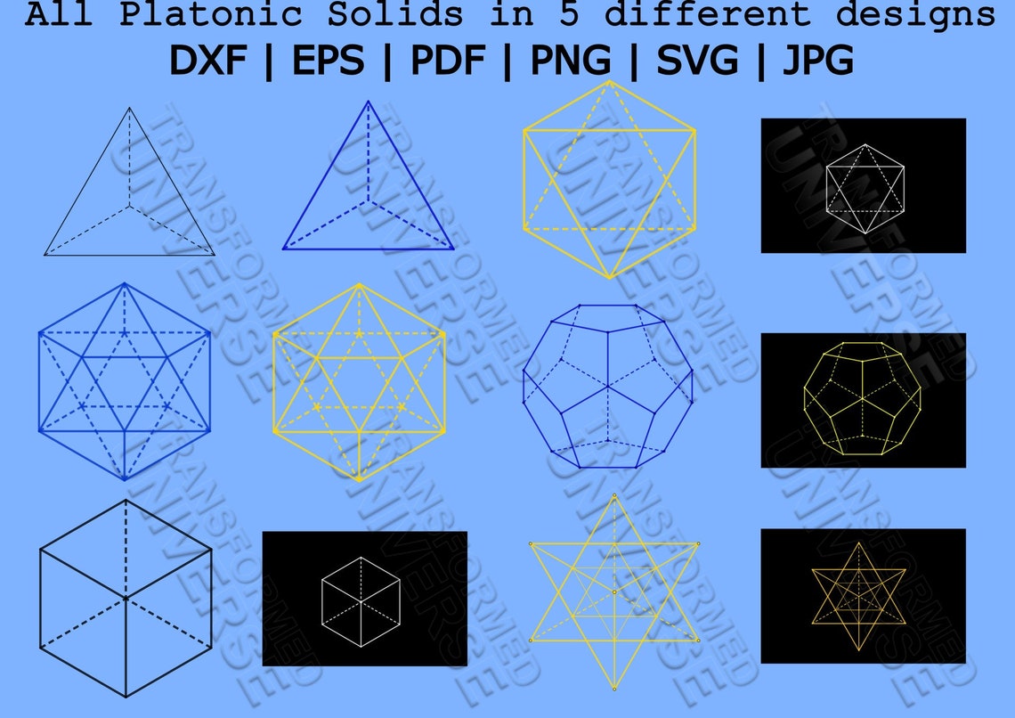 Platonic Solids Bundle Sacred Geometry Vector Clip Art Cut - Etsy