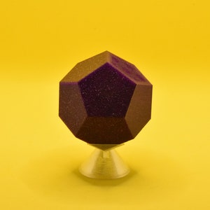 Dodecahedron with display stand - Platonic Solid Model - Pentagonal Dodecahedron - 3D Printed Plastic Dodecahedron Model - Sacred Geometry