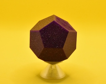 Dodecahedron with display stand - Platonic Solid Model - Pentagonal Dodecahedron - 3D Printed Plastic Dodecahedron Model - Sacred Geometry