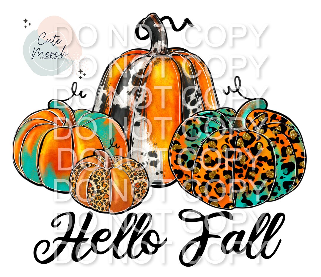 Digital Hello Fall Pumpkin PNG Leopard Fall Sublimation - Etsy