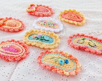 Orange & White Crochet Hair Clip