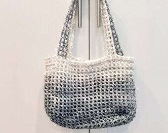 Grey Square Pattern Shopping Bag