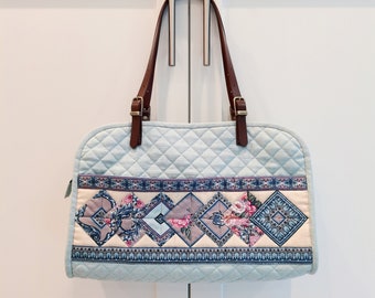 Blue magic squares patchwork bag