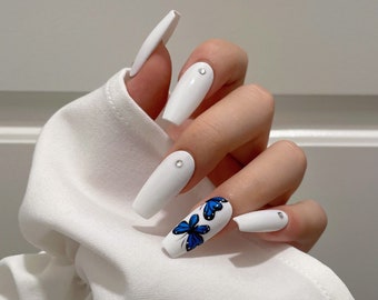 Blue Butterfly Gem Press-on Nail