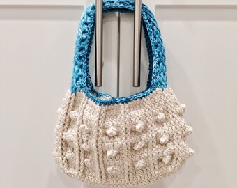 Blue & White Crochet Dotted Bag
