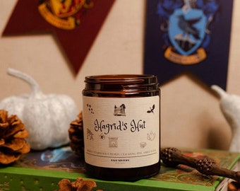 Inspired by Hagrid Candle Autumn Fall Handmade Vegan Coconut Wax Gift | Hermione Harry Ron Candle | Fireplace Candle | Wizard HP Inspired