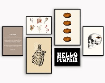Autumn Gallery Wall Art Print Set, Dark Academia Decor (Digital Download)
