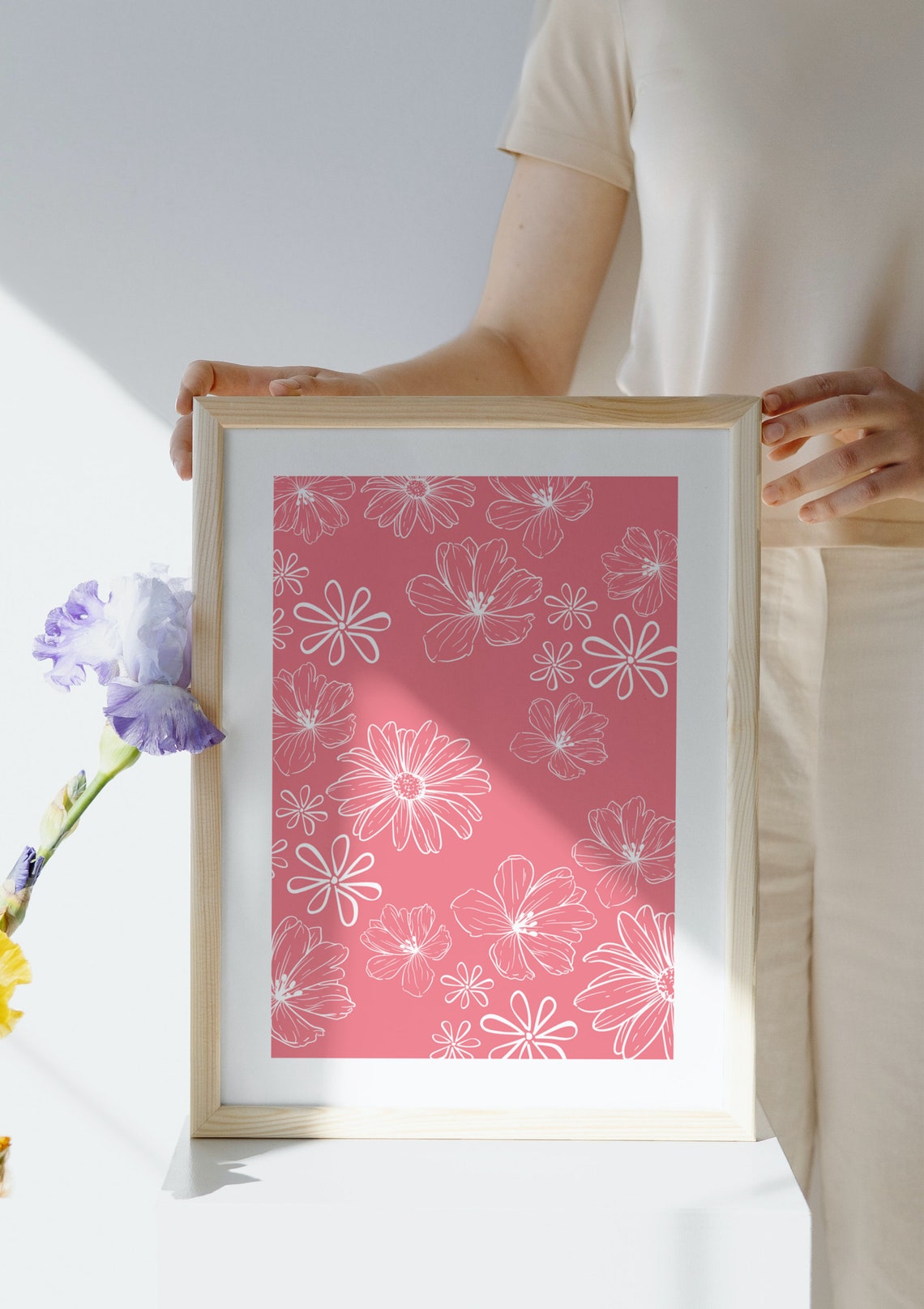 Printable Pink Blush Flower Pattern | Floral Art | Wall Print - Etsy