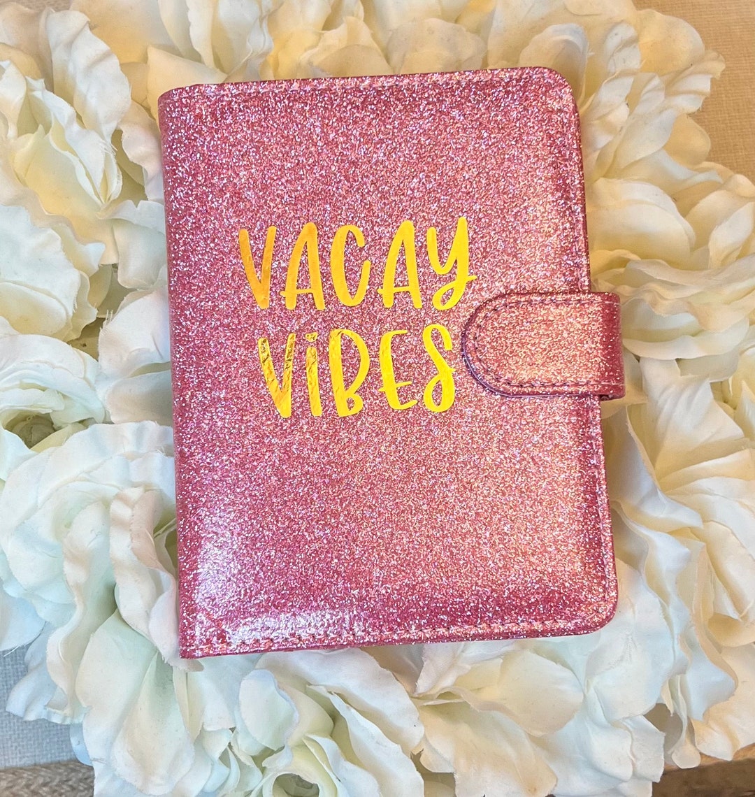 Vacay Vibes Pink Glitter Passport Cover W/ Strap Etsy