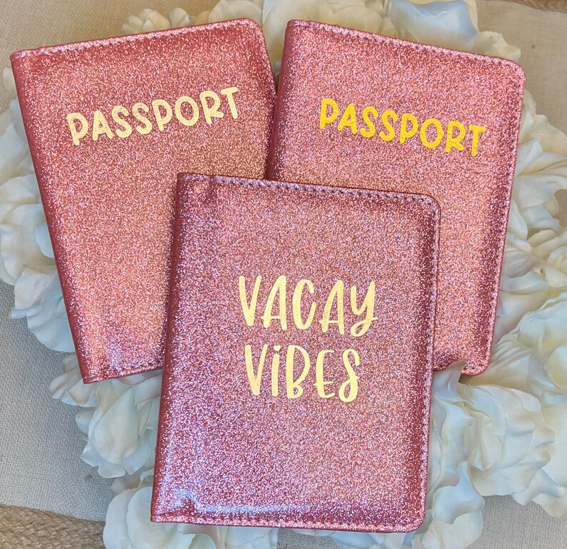 Pink Glitter Passport Cover Etsy