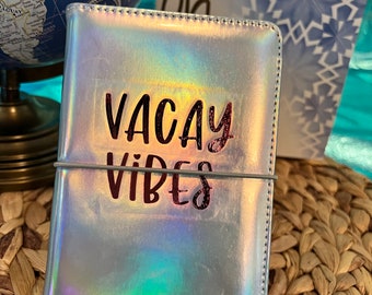 Vacay Vibes Silver Hologram Passport Cover
