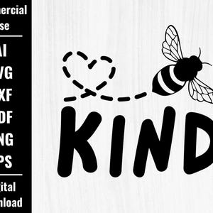 Bee Kind SVG , Cute Honey Bee Cutting File, Bee Design SVG, Bee Clipart, Bee path dotted lines bundle, Bee with Heart Digital Download, Eps