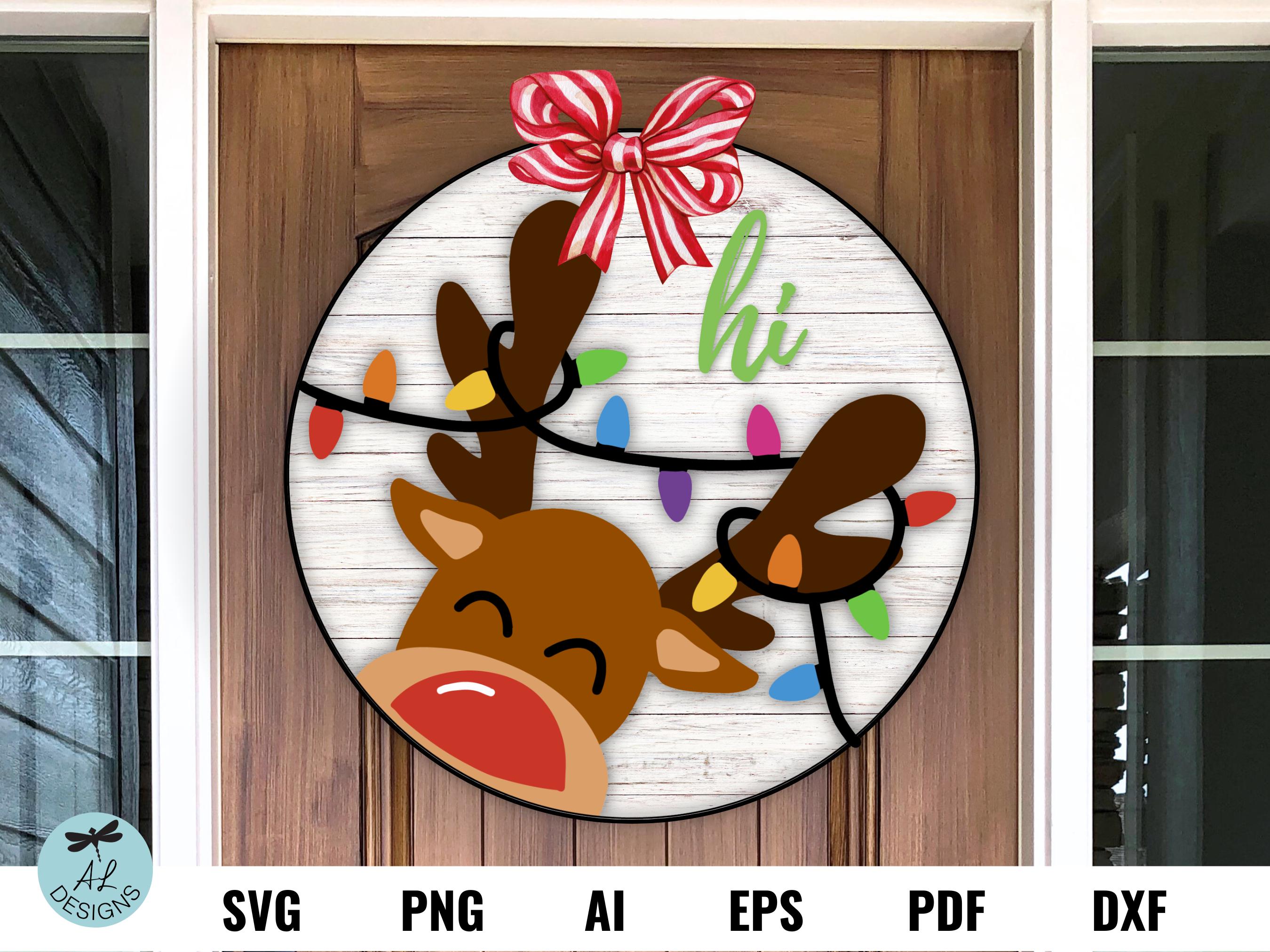 Reindeer Merry Christmas Sign SVG - Christmas Door Hanger Svg ...