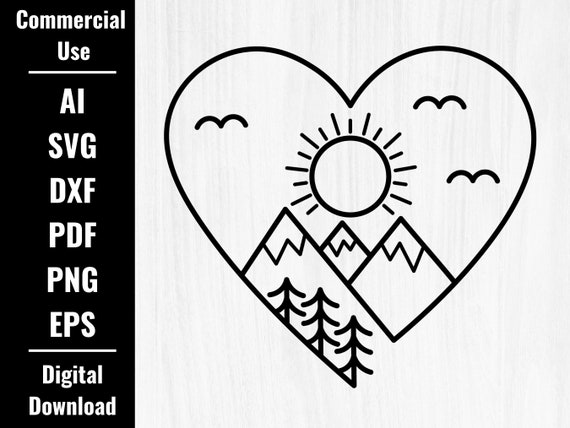 simple mountain range sunrise sunset svg png , mountain logo, mountain scene wilderness vector svg, mountain t shirt design, Mountain Bach