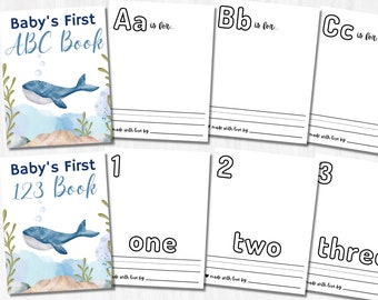 Nautical Baby Shower ABC Book, Blank Alphabet Book, Baby's First ABC Book, Coloring Pages, Coloring Book, 2 Sizes Included, Instant Download