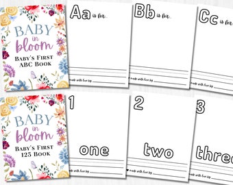 Baby in Bloom Baby Shower ABC Book, Baby Shower Activity, Baby's First abc Book, abc coloring pages book, Spring Summer Floral Baby Shower
