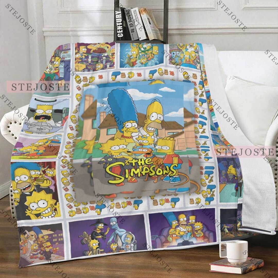 The Simpsons Fleece Blanket the Simpsons Blanket Bedding Etsy Australia