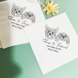 Custom Pet Cocktail Napkins, Custom Pet Portrait Wedding Napkins, Dog Wedding Napkins, Custom Cat Cocktail Napkins, Customized Pet Napkins