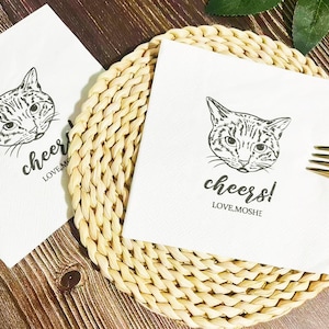 Custom Pet Cocktail Napkins, Dog Wedding Napkins, Custom Pet Cocktail Napkins, Customized Pet Napkins, Custom Pet Portrait Wedding Napkins
