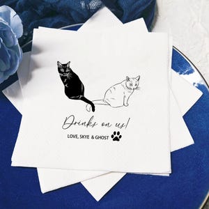 Tovaglioli da cocktail personalizzati per animali domestici, tovaglioli da matrimonio personalizzati con ritratto di animali domestici, tovaglioli da matrimonio con gatti, tovaglioli da fidanzamento personalizzati, tovaglioli personalizzati per animali domestici