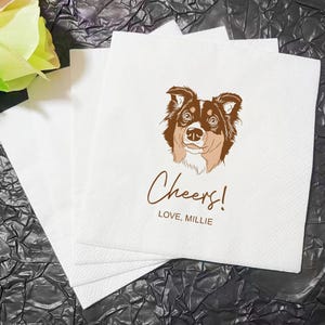 Custom Pet Cocktail Napkins, Dog Wedding Napkins, Custom Pet Cocktail Napkins, Customized Pet Napkins, Custom Pet Portrait Wedding Napkins