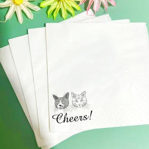 Custom Pet Cocktail Napkins, Custom Pet Portrait Wedding Napkins, Dog Wedding Napkins, Custom Cat Cocktail Napkins, Customized Pet Napkins