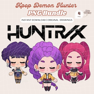 Kpop Demon Hunter PNG Bundle, Cute Chibi, Kawaii cartoon Sublimation Design, Saja Boys Clipart Drawing