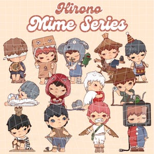 Serie Hirono The Mime - Paquete de 13 dibujos digitales/pegatinas de Hirono PNG