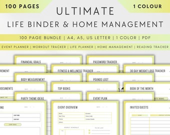 Printable Life Binder, Home Management Binder, Life Planner, Life Organizer, Household Binder, In Case Of Emergency, Home Binder, A4, A5, US