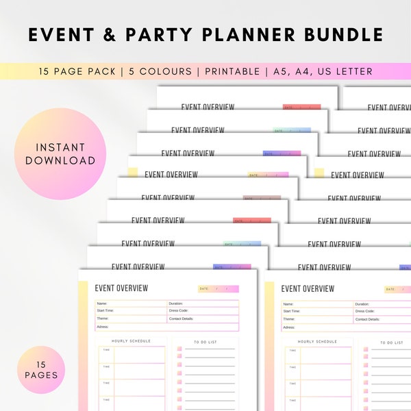 Printable Event Planner, Event Planning Template, Party Budget Planner Printable Event Organizer Event Planner Template, PDF A4 A5 US Letter