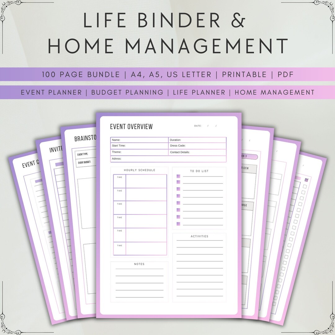 Printable Life Binder, Home Management Binder, Life Planner, Life ...