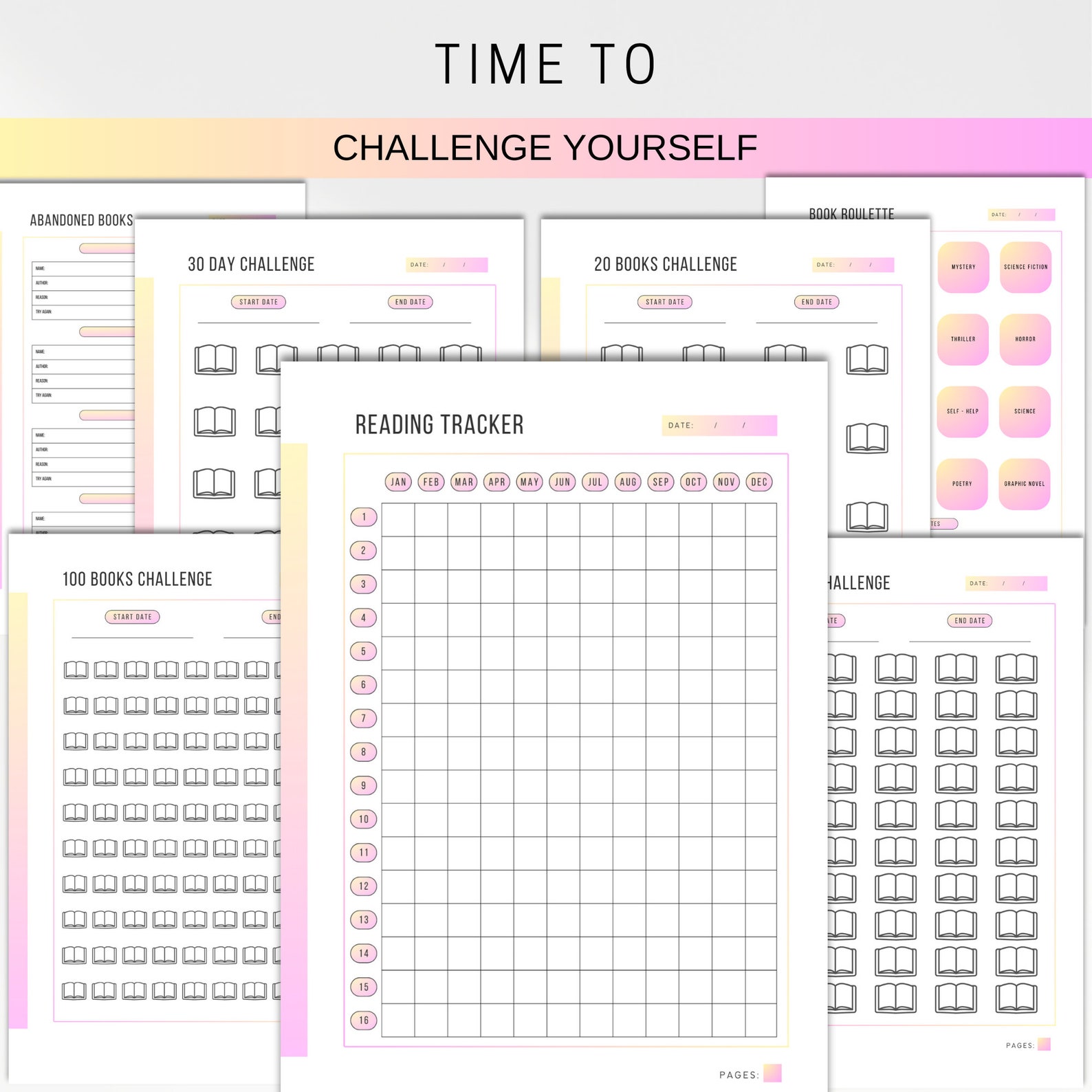 Reading Tracker, A5 Planner Inserts, Book Reading Journal PDF Bundle ...