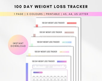 Suivi de perte de poids de 100 jours | Tableau de perte de poids | Journal de perte de poids | Perte de poids | Planificateur de perte de poids | Bracelet d'activité physique | Suivi du poids