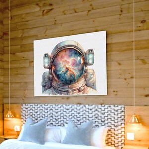 Astronaut Spaceman Watercolor Art Print - Cosmos Galaxy Nebula Art Print- Outer Space Art for Home Decor