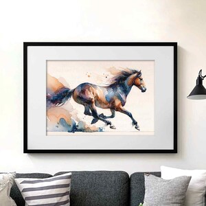 Horse Watercolor Art Print - Equestrian Decor - Mustang Horse Painting