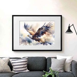 Impresión de arte de acuarela de águila calva - Impresión de arte de vida silvestre de águila alza- Arte de aves para la decoración del hogar