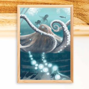 Octopus Print - Nautical Decor and Gift for Ocean Lovers