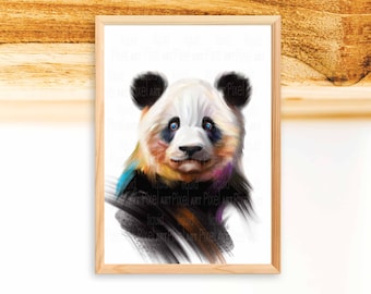Colorful Panda Painting - Wildlife Wall Art - Animal Illustration