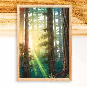 Redwood Forest Art Print, Giant Sequoias Wall Art, Yosemite Valley Poster