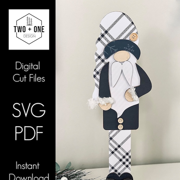 Santa Gnome SVG, Shelf Sitter, Digital File, Laser File