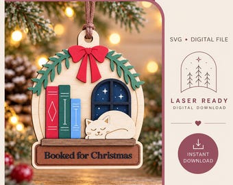 Archivo SVG para adorno navideño "Reservado", archivo de corte láser (descarga digital).